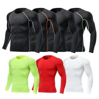Haut de compression pour homme, T-shirt de course à manches longues, sous-vêtement technique personnalisé pour la gym, le sport et l'entraînement