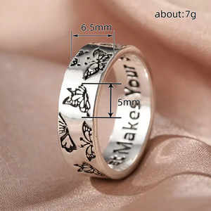 Anillo de acero inoxidable con diseño de mariposa, estilo clásico unisex, joyería de regalo T0076 - Product Image 4