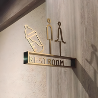 EZD Plaque de porte de toilettes en acier inoxydable avec icônes personnalisées, fixation latérale, pour bureaux et appartements