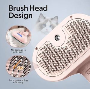 Kattenstoomborstel 3 In 1 Stomende Huisdierenontharingskamborstel Zelfreinigende Antistatische Effectieve Haarverwijderingsborstel - Product Image 3