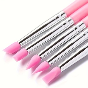 5 pz/borsa Pink Nail Art punting Painting punte in acciaio inox cera strumenti per Manicure in <span class=keywords><strong>Silicone</strong></span> scultura goffratura penne intaglio penne per unghie - Product Image 4