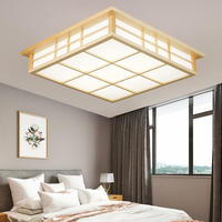 Plafonnier LED en bois massif et acrylique de style japonais - Design moderne, indice de protection IP55, interrupteur 220V pour