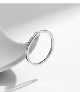 S925 <b>Silver</b> Minimalist Half Paved CZ <b>Silver</b> <b>Ring</b> Dainty Korean Style Daily Wear JewelryElegant Half Eternity CZ <b>Stacking</b> <b>Ring</b> St - Product Image 6