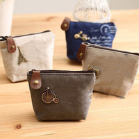 Kanvas Klasik Retro Wanita Dompet Koin Kecil Dompet Kartu Kunci Tas Uang Gadis Dompet Pemegang Koin Mini
