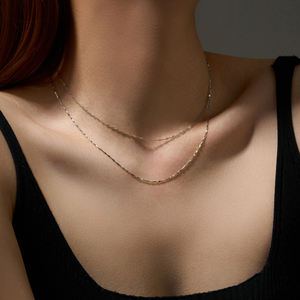 Fuamay Bán Buôn S925 Bạc Cơ Bản Vòng Cổ Chuỗi Mạ Vàng Rhodium Mạ Cơ Bản Thanh Liên Kết Pig Mũi Dưa Hạt Giống Chuỗi - Product Image 3