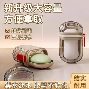 กล่องสบู่พกพาแบบพลาสติกทรงสี่เหลี่ยมสำหรับเดินทางเพื่อธุรกิจพร้อมชั้นวางระบายน้ำสีเทา - Product Image 5