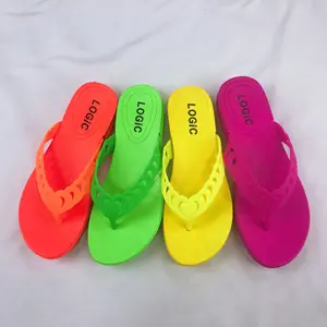 Chancletas Mùa Hè Mới Bãi Biển PVC Phụ Nữ Dép Đi Trong Nhà Hình Học Loại Mô Hình Phụ Nữ Phẳng Lật Flip Flops