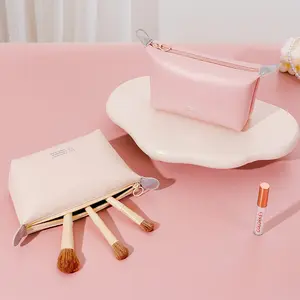 New Solid Color Makeup Bag with Large Capacity Travel Storage for Exciting Dumplings Portable Hand held Cosmetics Storage Bag