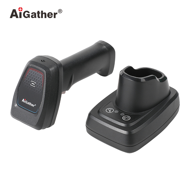 New Arrival 2.4GHz Wireless 1D 2D Portable Qr Code Barcode Scanner with Removable Battery Charging Base for Warehouse Inventory