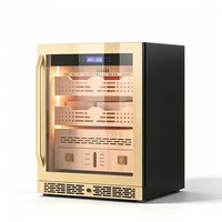 Humidor à cigares avec contrôle constant de la température et de l'humidité, tiroirs en bois de cèdre espagnol, affichage LED, finition noire vernie, solide