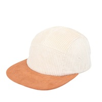 Casquette Snapback en velours côtelé bicolore à 5 panneaux, de haute qualité, avec visière plate en daim, idéale pour le camping