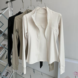 女式软立领拉链冬季健身夹克定制标志透气轻质瑜伽运动夹克拇指 - Product Image 5