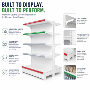 <span class=keywords><strong>Scaffale</strong></span> Gondola per Supermercato a Doppia Facciata, Espositore Leggero in Metallo per Negozi di Alimentari e Retail - Product Image 3
