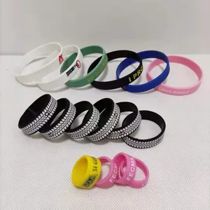 1 "Inch Rộng Màu Đỏ Silicon Cao Su In Ấn Debossed Nổi Silicone Dây Đeo Cổ Tay, Finger Ring Mini Silicon Bracelet Bangle