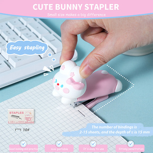 Set de Papelería de Conejo Adorable al por Mayor, Estuche Escolar Kawaii de Conejito, Cuaderno, <span class=keywords><strong>Grapadora</strong></span>, Pegamento, Bolígrafo, Regalo para Niñas y Niños - Product Image 3