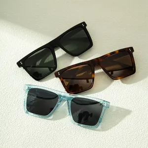 Luxury Handmade Customized Logo Oversize Thick Square Polarized Acetate Sunglasses