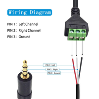 3.5mm (1/8 pouce) Audio stéréo équilibré mâle Jack vers AV 3 vis vidéo Balun Terminal adaptateur câble de connecteur