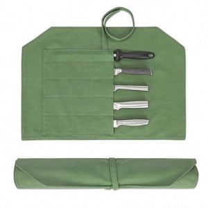 BSCI Factory Wholesale hot selling Knife Organizer <b>Waxed</b> <b>Canvas</b> Knife Roll Chef Knife Roll Case - Product Image 4