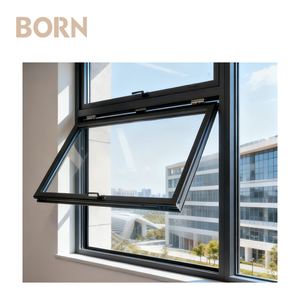 Fenêtre à auvent en aluminium à <span class=keywords><strong>double</strong></span> vitrage en <span class=keywords><strong>verre</strong></span> trempé, insonorisée, vente en gros d'usine, OEM, à charnières supérieures, pour résidence urbaine - Product Image 3