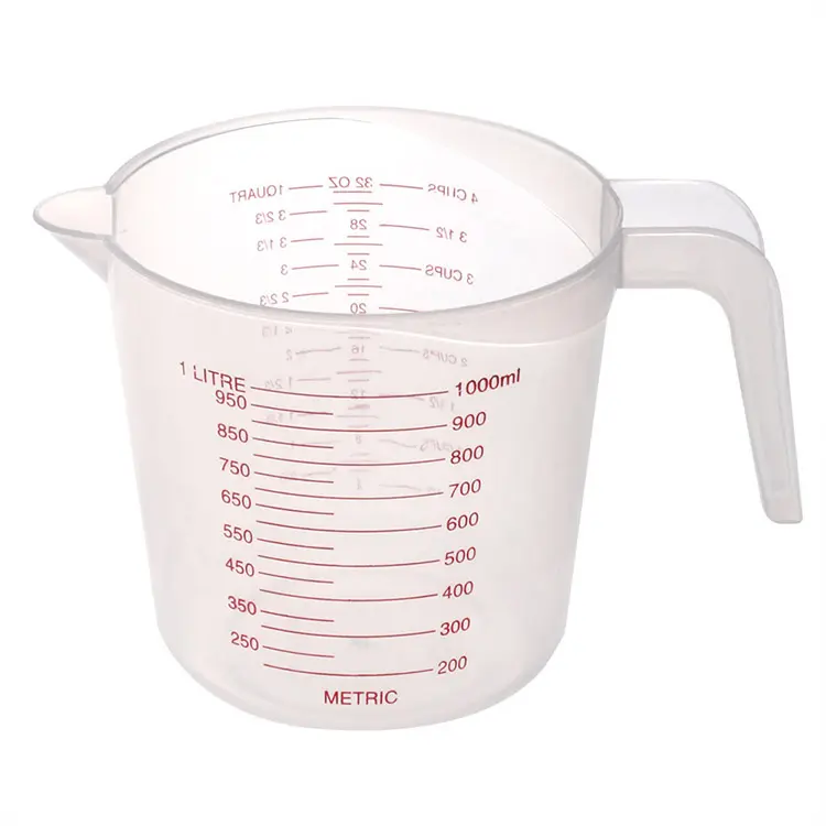 Jarra medidora de plástico de 1000ml, recipiente de cocina para ladridos, 1000ml