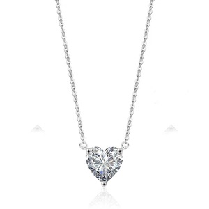Collar de circonita para mujer, colgante simple en forma de corazón de 10 mm, cadena para clavícula, súper brillante, a la moda, combina con todo, joyería transfronteriza - Product Image 6
