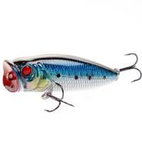 LUTAC Flottant 80mm/18.7g Leurres durs Popper Top Water Feather Treble Hook Steel Balls Laser Skin Long Casting Sea Fish Baits
