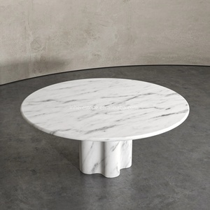 <span class=keywords><strong>Table</strong></span> à <span class=keywords><strong>manger</strong></span> <span class=keywords><strong>ronde</strong></span> blanche Carrara populaire <span class=keywords><strong>marbre</strong></span> résistant aux intempéries pour l'extérieur jardin et patio - Product Image 1