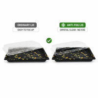 Barquette rectangulaire noire en PET jetable de qualité alimentaire empilable pour sushis et plats à emporter – Vente en gros