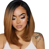 Perruques Lace Front 13x4 Transparentes Cheveux Indiens Remy Lisses Bob 1B/30 Marron Densité 200% Entièrement Tissées à la Main