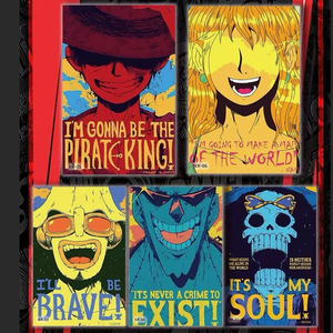 DL One Piece Anime Shikishi Board Affiche d'art estampée à la feuille d'or, Collection limitée Motifs nautiques, pour <span class=keywords><strong>les</strong></span> fans de Luffy, Décoration de chambre - Product Image 2