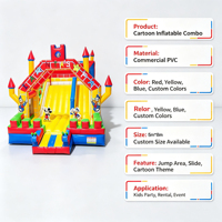 Castillo Inflable con Tobogán de Mickey Mouse y el Pato Donald, de PVC Ecológico de 0.55mm, con Capacidad para 15 Personas, para Fiestas Infantiles