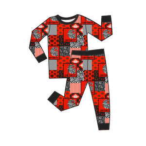 Setelan Piyama Rajut Bambu/Spandex Unisex Bayi Balita Motif Hewan Ritsleting Dua Arah Romper Kasual Tema Hari Valentine - Product Image 1