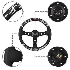 <span class=keywords><strong>Volant</strong></span> de course et de jeu JDM en cuir personnalisé avec broderie, 320 mm - Product Image 6