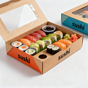Colorful Design Pink Eco <b>Disposable</b> Japanese Food Grade Kraft Paper Takeaway Packaging Sushi to Go Box with Window - Product Image 2