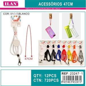 Accessori ILAN Cordino da 47 cm con clip per telefono e bottiglia, bianco - Product Image 1