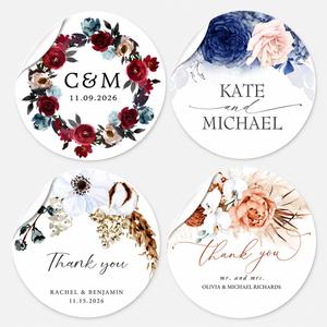 Custom Wedding Thank You <b>Stickers</b> - Personalized Round Favor Labels with <b>Name</b> Date for Wedding Favors, Gift Bags, Bridal Shower - Product Image 1