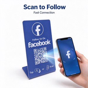 Support de table NFC pour carte de suivi <span class=keywords><strong>Facebook</strong></span>, panneau de médias sociaux sans contact en acrylique avec code QR, compatible ISO14443A CE RoHS NTAG215 - Product Image 2