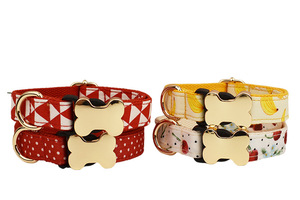 Diseñador de moda Patrón de flores Forma de hueso Hebilla Etiqueta de nombre grabada con láser <span class=keywords><strong>Collar</strong></span> de perro mascota - Product Image 2