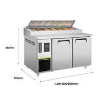 Réfrigérateur commercial à 3 portes NE-1164 en acier inoxydable, refroidisseur à air, table de préparation de pizzas avec bacs GN