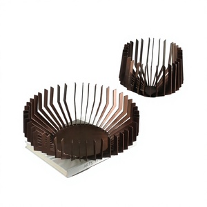 Modern 3D Radial Metal Decorative Tray Geometric Abstract Fruit Plate Artistic Ornament for Wedding Ramadan <b>Decor</b> - Product Image 3