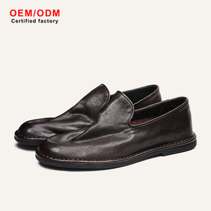 Zapatos de Cuero Vacuno Lavado de Lujo Premium, Color Marrón Mate, con Lengüeta Alta y Borde Ribeteado, Minimalistas, para Oficina, Profesionales, de Diseñador - Product Image 1