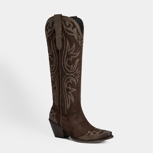 WETKISS OEM Stivali da Cowboy Retrò con Dettagli Cuciti, Punta Affusolata, Tacco <span class=keywords><strong>Alto</strong></span>, Stivali da Cowgirl in Finta Pelle Scamosciata - Product Image 2