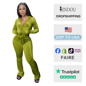 Set di felpa con cappuccio da <span class=keywords><strong>donna</strong></span> con Logo personalizzato autunno inverno giacca Crop Top in <span class=keywords><strong>velluto</strong></span> <span class=keywords><strong>tuta</strong></span> da Jogging da <span class=keywords><strong>donna</strong></span> Set due pezzi - Product Image 2