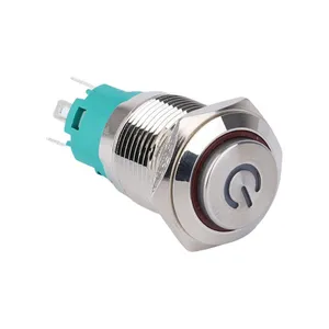 16mm 1NO1NC Momentary IP65 3A 4 Pin terminal Colored Ring Dot led Power Loge Button Head Illuminated Push Button Switch