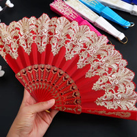 Abanico Plegable de Plástico Hecho a Mano de 23 cm con Diseño Floral, Marca Modelo para Decoración de Bodas, Recuerdo y Regalo
