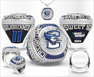 Bague de championnat personnalisée en alliage avec incrustation de cristaux et strass, plaquée or rose, design traditionnel pour le football - Product Image 4