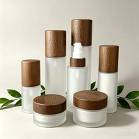 Emballage cosmétique en bois foncé 30ml 50ml 100ml 120ml 150ml, flacon givré pour toner, lotion, sérum avec couvercle en bois foncé