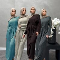 Vente chaude Abaya Femmes Robe Musulmane Mode Abaya Dubaï Modeste Cravate Taille Robe Abaya