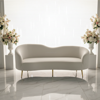 Canapé 3 places SIMPSON en velours blanc élégant pour mariés, décoration d'événements et de fêtes à domicile en acier inoxydable