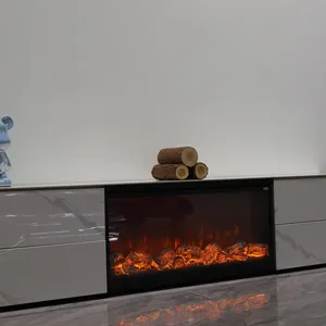 ハイエンド埋め込み暖炉装飾家具テレビキャビネットスマートLED暖炉カスタムリモコン電気暖炉